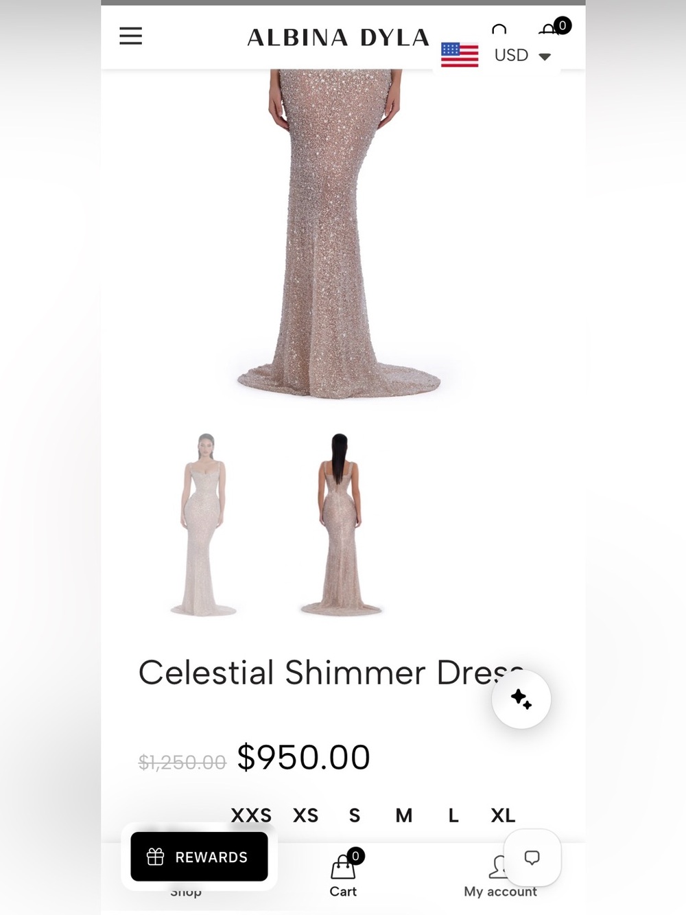 Albina Dyla Celestial Shimmer Dress - Rose Gold Sequin Gown